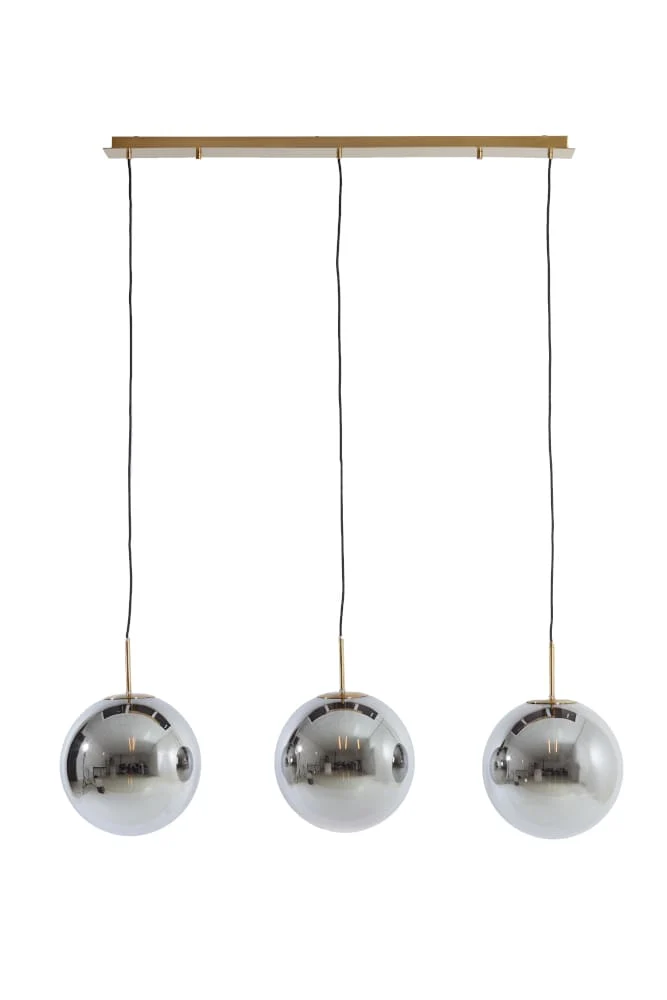 Hängeleuchte 3L MEDINA Rauchglas + Gold 120x30x30 cm