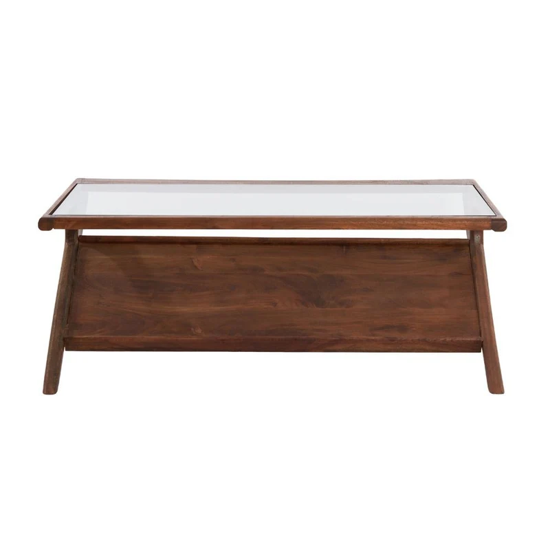Couchtisch YUKI Akazia Holz und Glas braun
