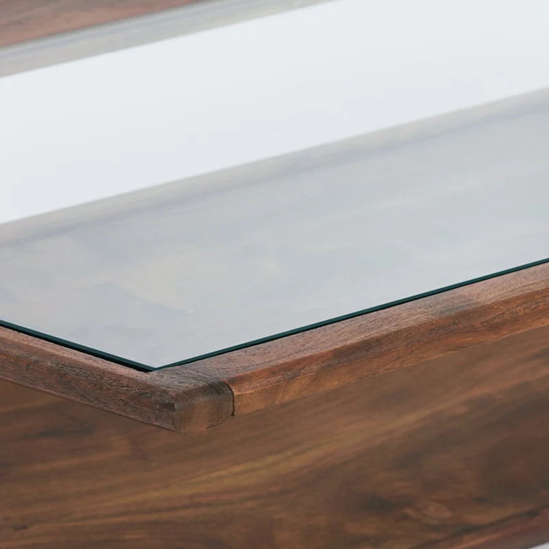 Couchtisch YUKI Akazia Holz und Glas braun