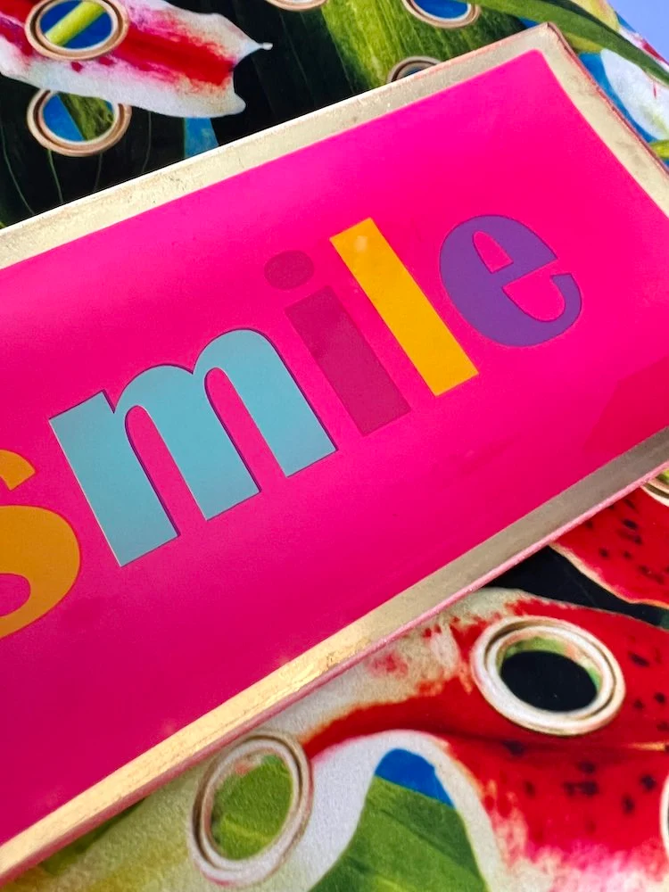 rechteckiger Glasteller SMILE pink 10x0,8x21cm