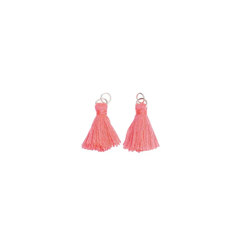 Rico Design Quasten mit Ösen 2 Stück, neon-pink