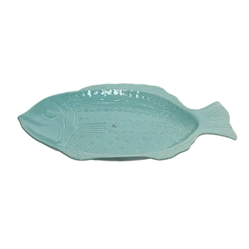 Tablett Steingut Fisch L mint