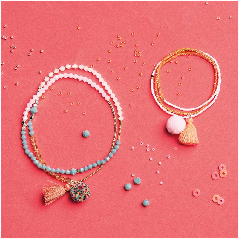 Rico Design Mini Pompons mit Öse 4 Stück, rosa