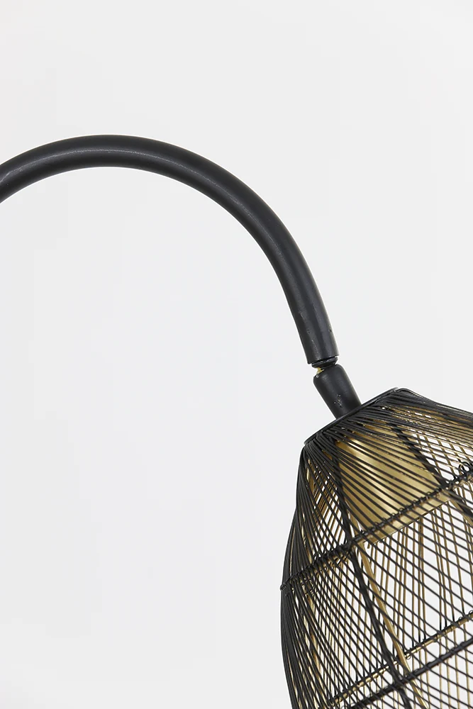 Stehleuchte MEYA, matt schwarz & gold H172 cm