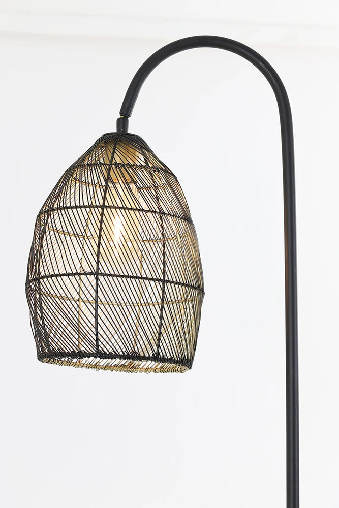 Stehleuchte MEYA, matt schwarz & gold H172 cm