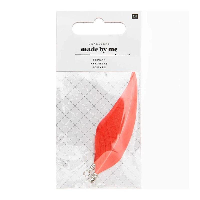 Rico Design Federn mit Öse 2 Stück, neon-rot