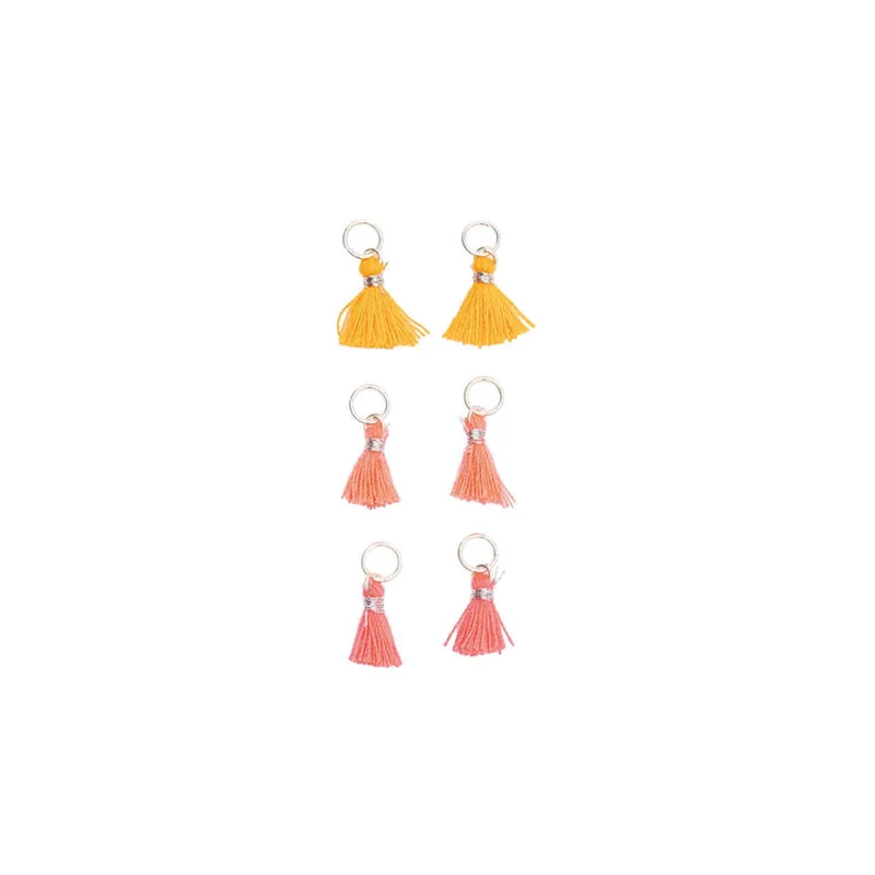 Rico Design Mini Quasten mit Ösen 6 Stück, neon