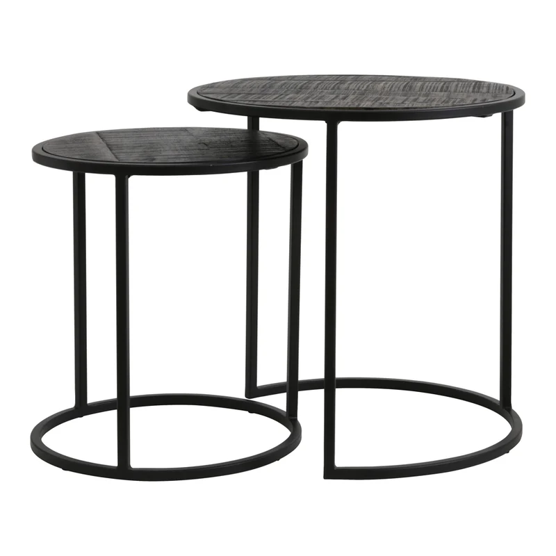 Beistelltisch DOBA 2er-Set schwarz Ø 50x52 cm
