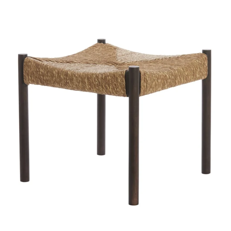 Hocker DELIS braun, Mango + Seegras 44x44x40 cm