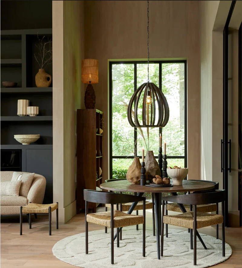 Hocker DELIS braun, Mango + Seegras 44x44x40 cm