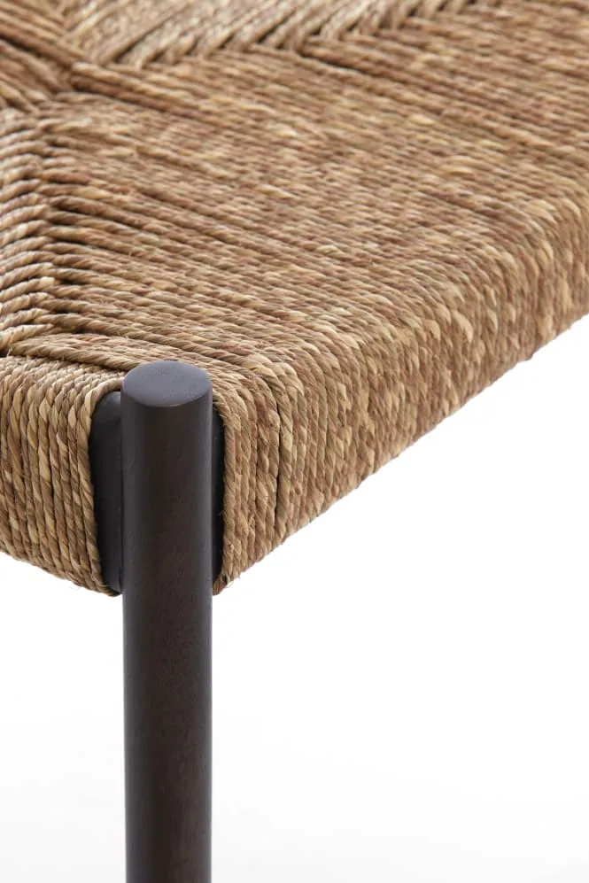 Hocker DELIS braun, Mango + Seegras 44x44x40 cm
