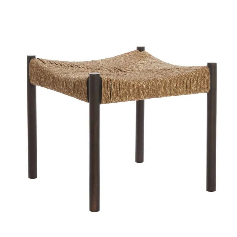 Hocker DELIS braun, Mango + Seegras 44x44x40 cm