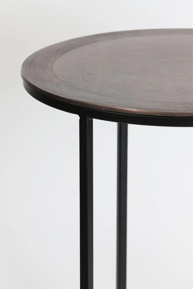 Beistelltisch-Set TALCA in antik Kupfer+schwarz, Ø50x52 cm