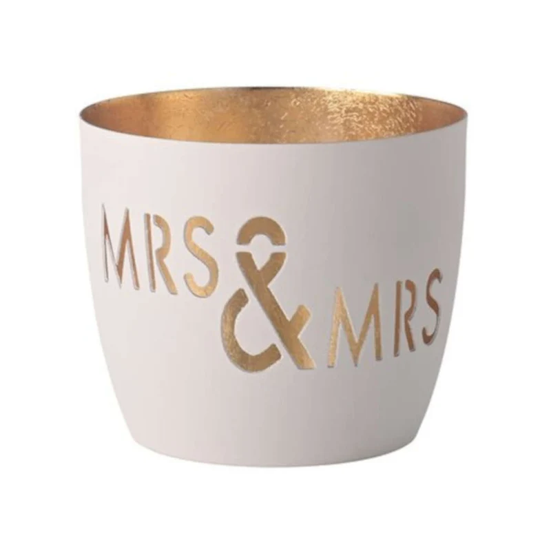 Gift Company Madras, Windlicht M, MRS & MRS, weiß/gold