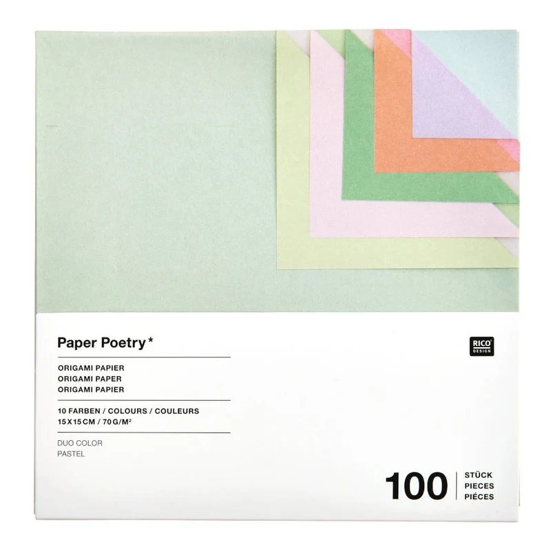 Rico Design Origami Papier, 15x15cm, duo color pastel