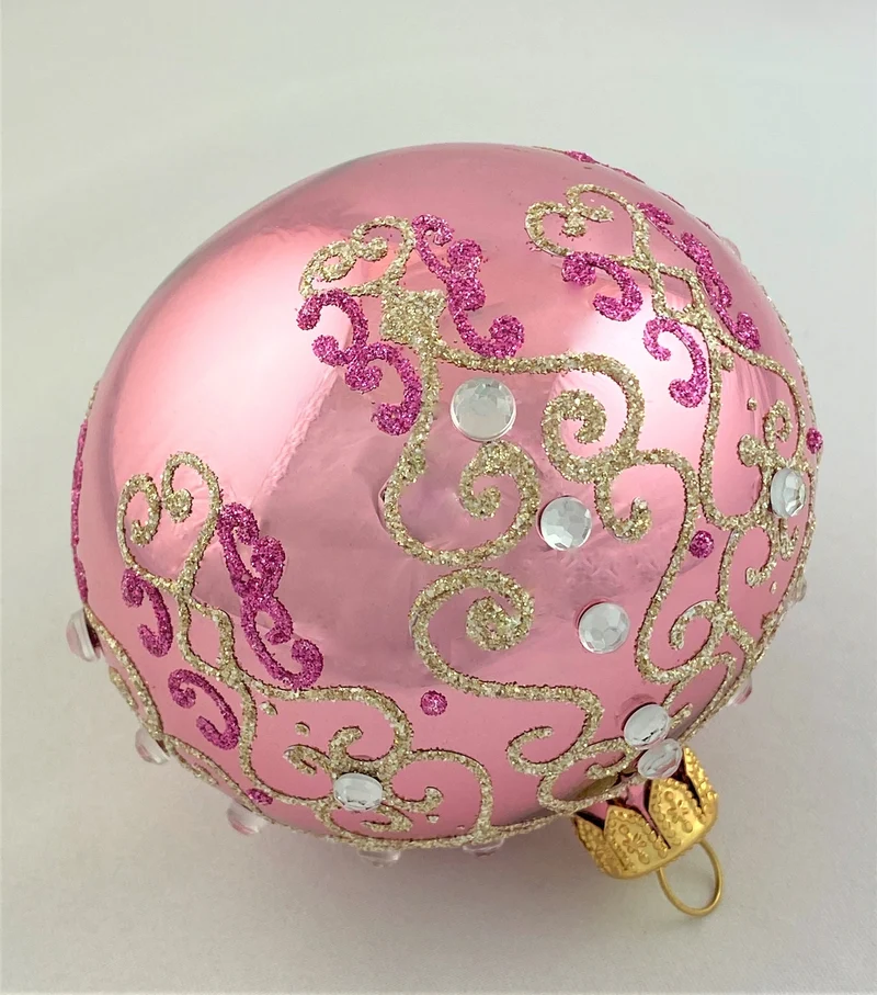 Kugel altrosa mit weißrosa Dekoration