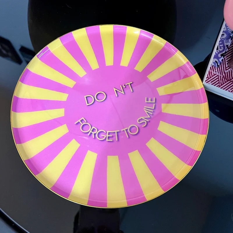 Dekotablett rund, DO NOT FORGET TO SMILE, ø22,9 cm