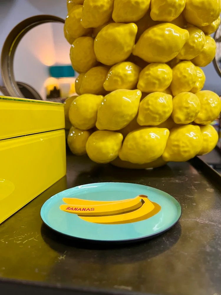 Dekotablett rund, BANANAS, 12,7x0,9x12,7 cm