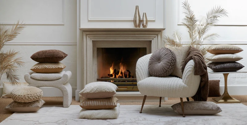 Hocker NAFYA, boucle creme 60x46x46cm