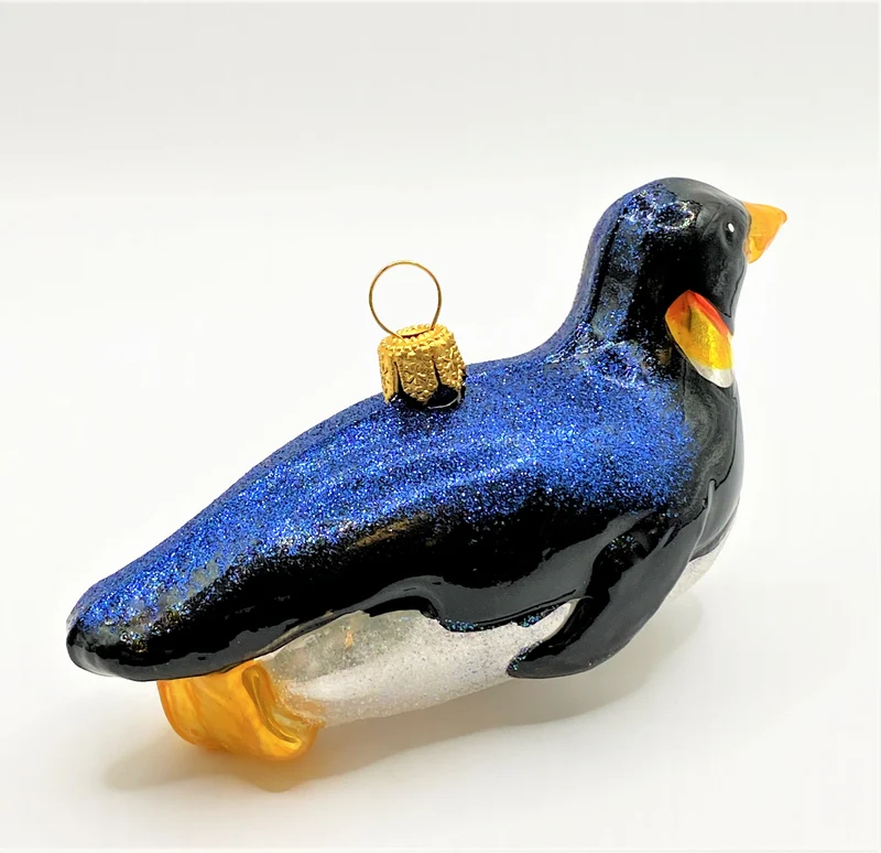 Kaiserpinguin rutscht auf dem Bauch