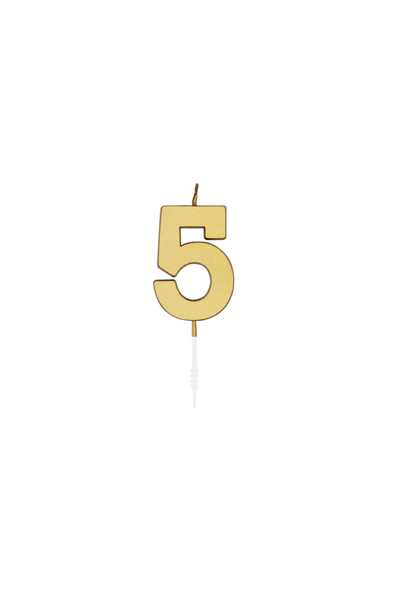 5 Kerze, Gold-Metallic, 4,5 cm