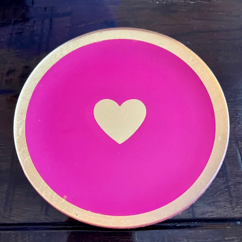 runder Glasteller Herz pink ø13cm