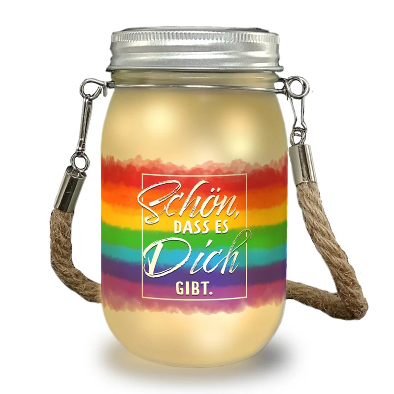Schön, dass es Dich gibt Solarlicht mit Regenbogen