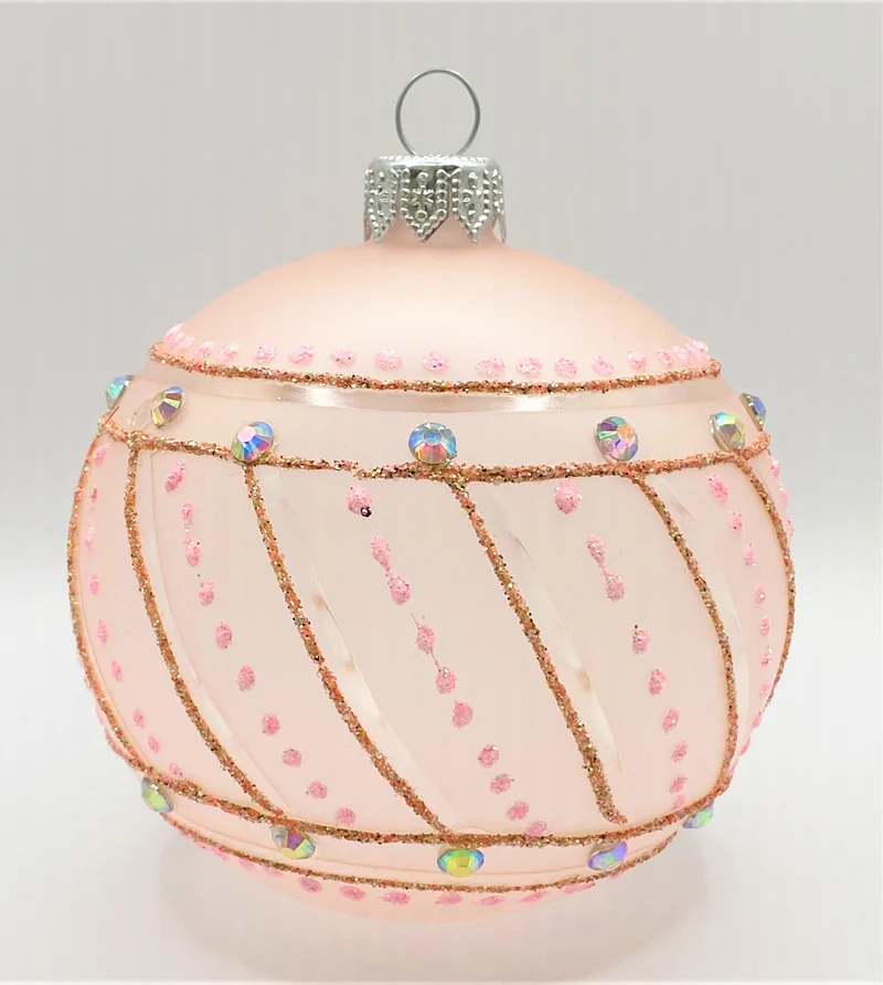 Kugel rosa transparent mit Tupfenmuster
