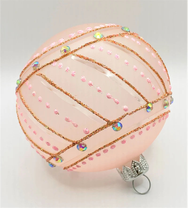 Kugel rosa transparent mit Tupfenmuster