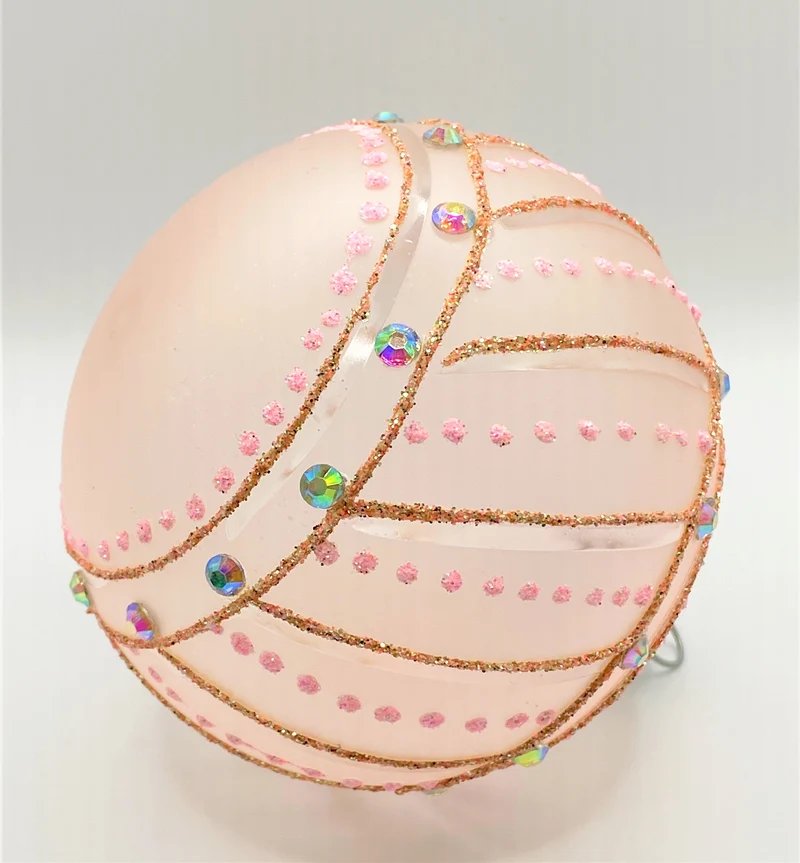 Kugel rosa transparent mit Tupfenmuster
