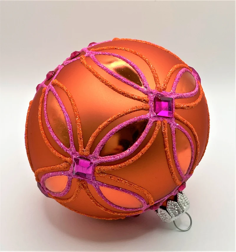 Kugel orange mit Ellipsen-Dekor