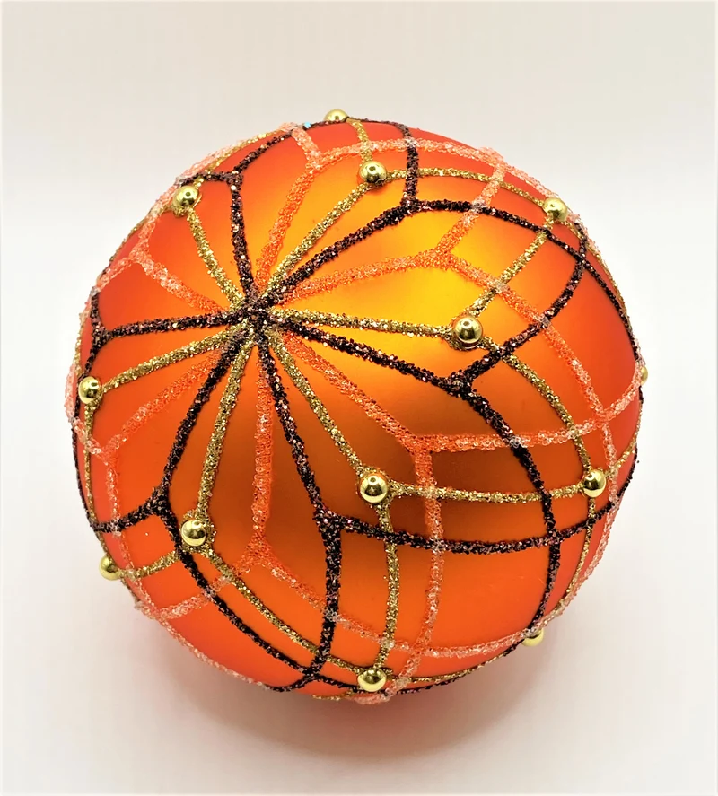 Kugel orange mit Streifen-Dekor