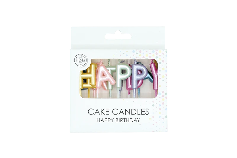 Bunte Kerzen „Happy Birthday“ in Pastelltönen