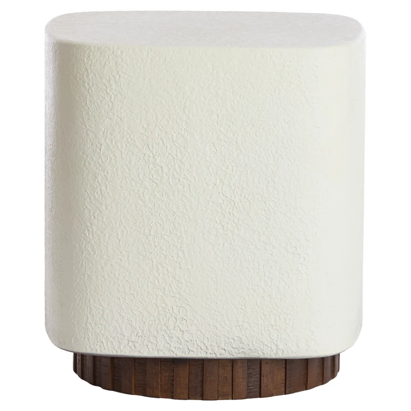 Beistelltisch SEDDON in Cremefarben mit Holz in dunkelbraun 37x34x45cm