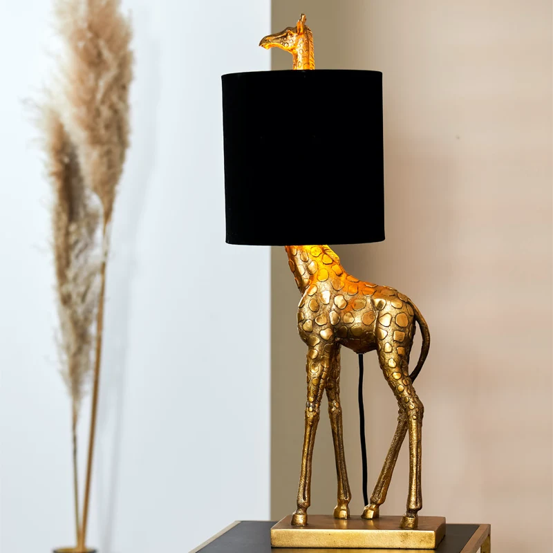Tischlampe GIRAFFE, antik bronze+samt schwarz