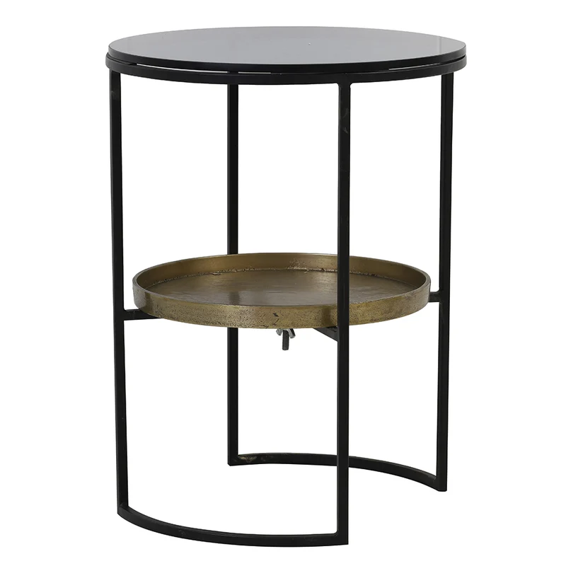 Beistelltisch ROWDY Glas schwarz+antik Bronze