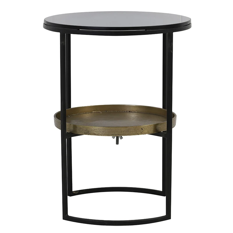 Beistelltisch ROWDY Glas schwarz+antik Bronze
