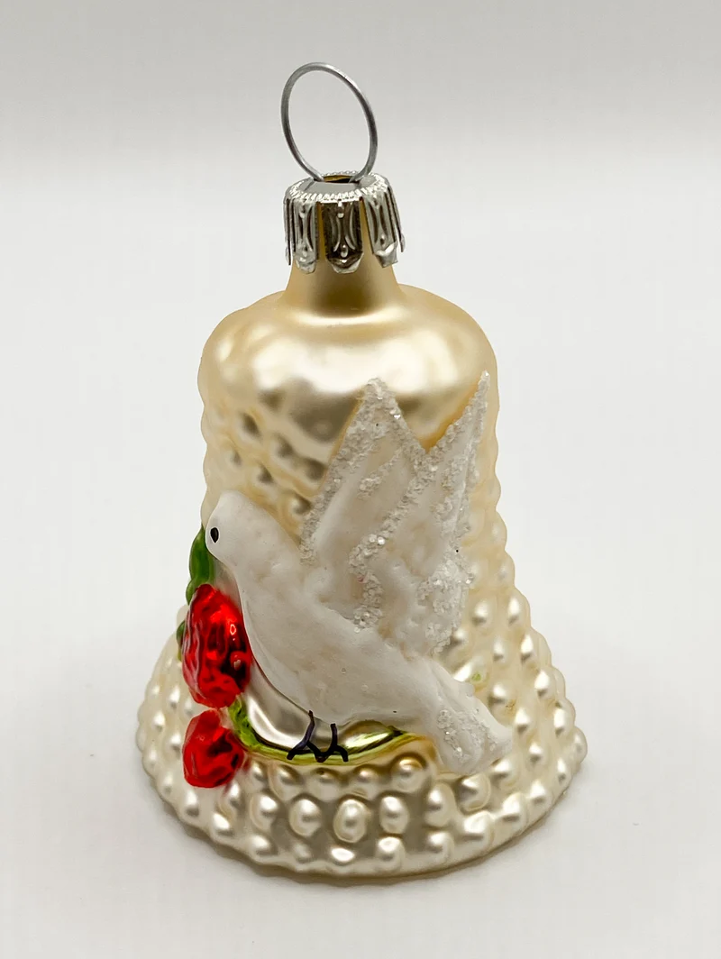 Weihnachts-Glöckchen mit weißer Taube, creme