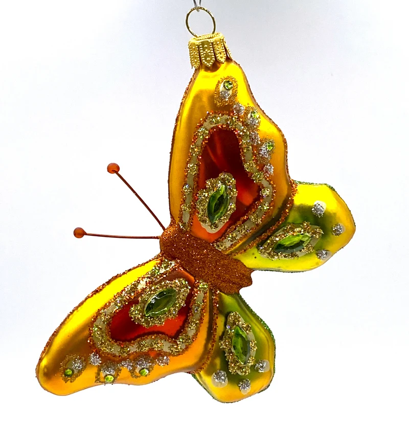 Schmetterling hellgrün orange, verziert