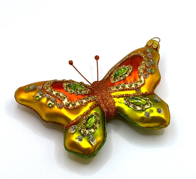 Schmetterling hellgrün orange, verziert