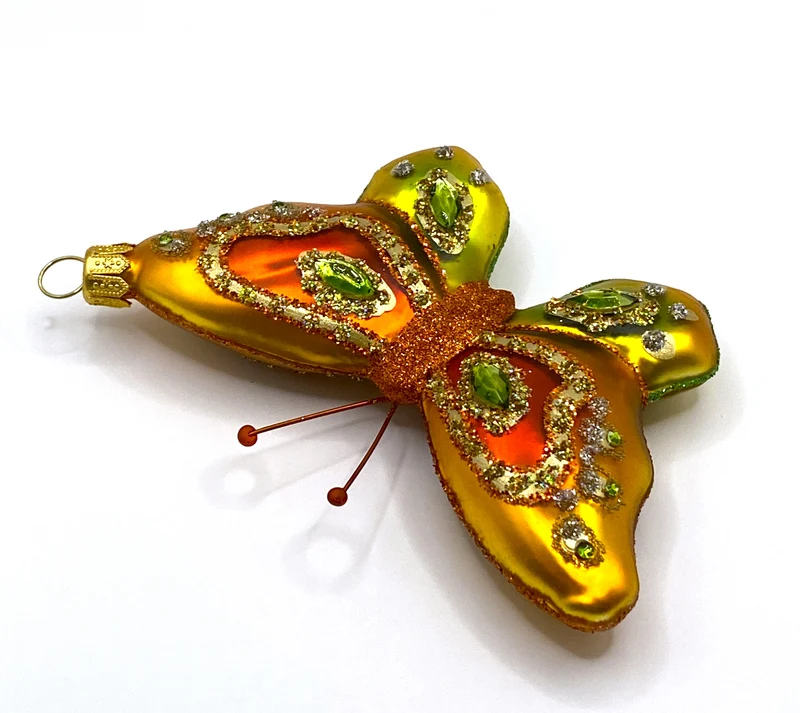 Schmetterling hellgrün orange, verziert