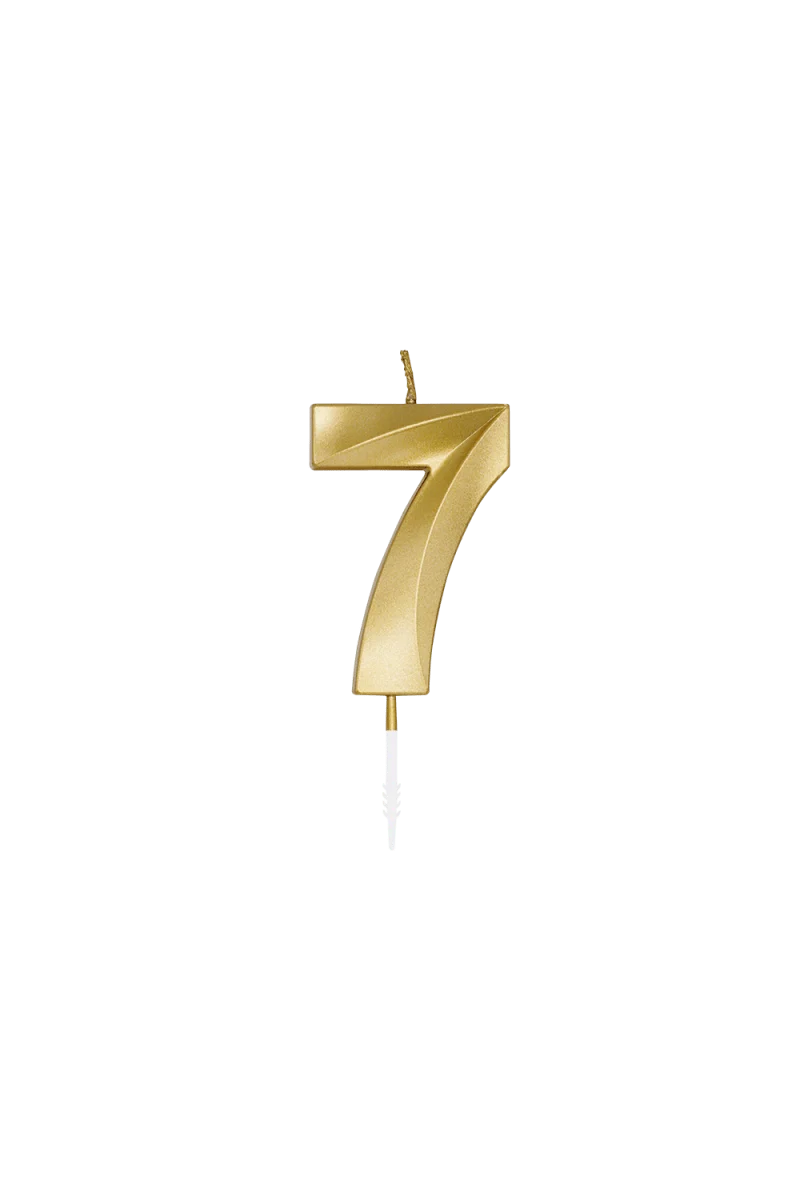 7-Jahres-Kerze, Gold-Metallic, 6 cm