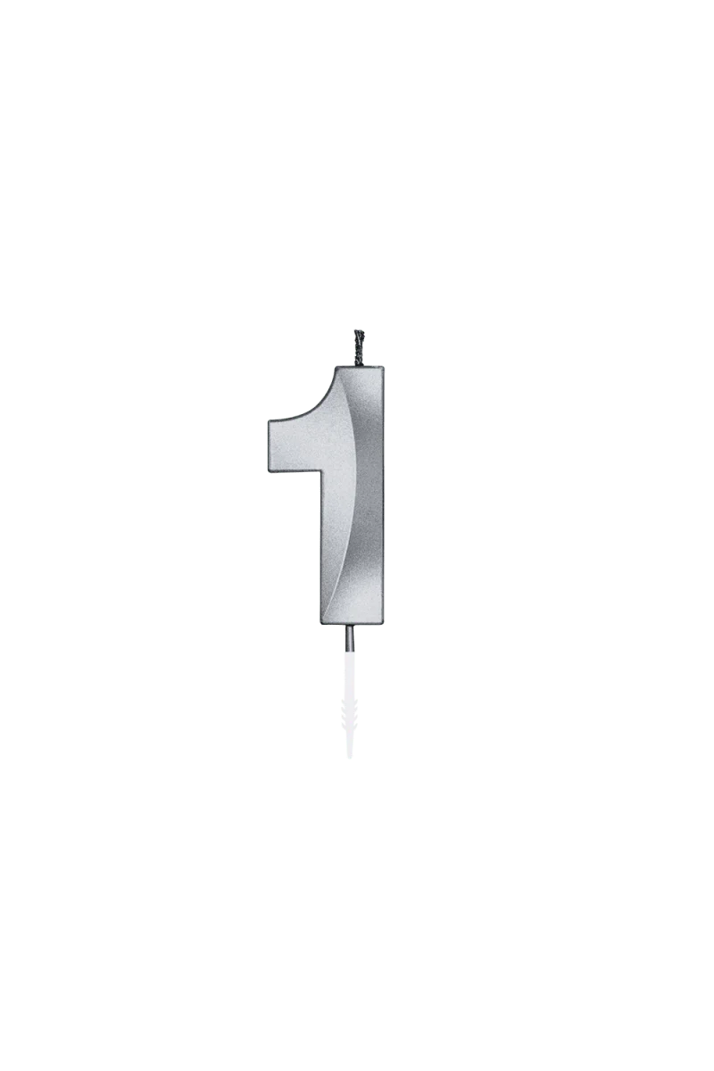 1-Jahres-Kerze, silbermetallic, 6 cm