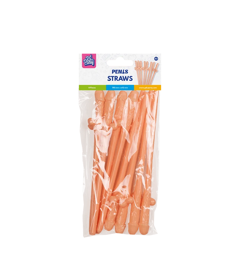 Penis-Strohhalme 19,5 cm, 8 Stück