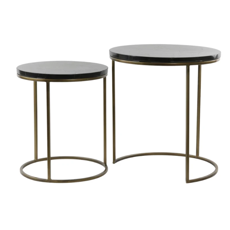 Beistelltisch-Set SOBRINA Achat+bronze Ø40x45 + Ø50x52cm