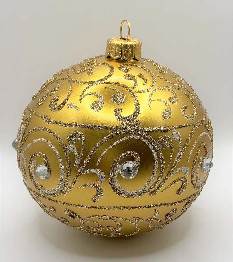 Kugel gold matt mit silbernen Steinen