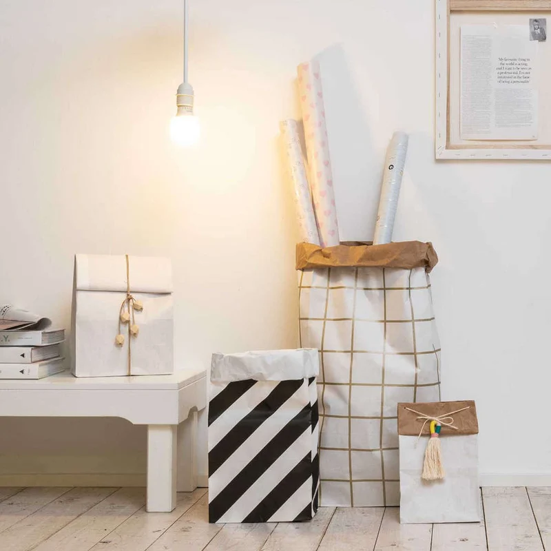 Rico Design Blockbodenbeutel M streifen, schwarz/weiß