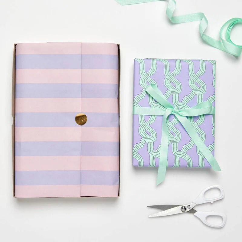 Rico Design Seidenpapier Streifen, Rosa-Flieder