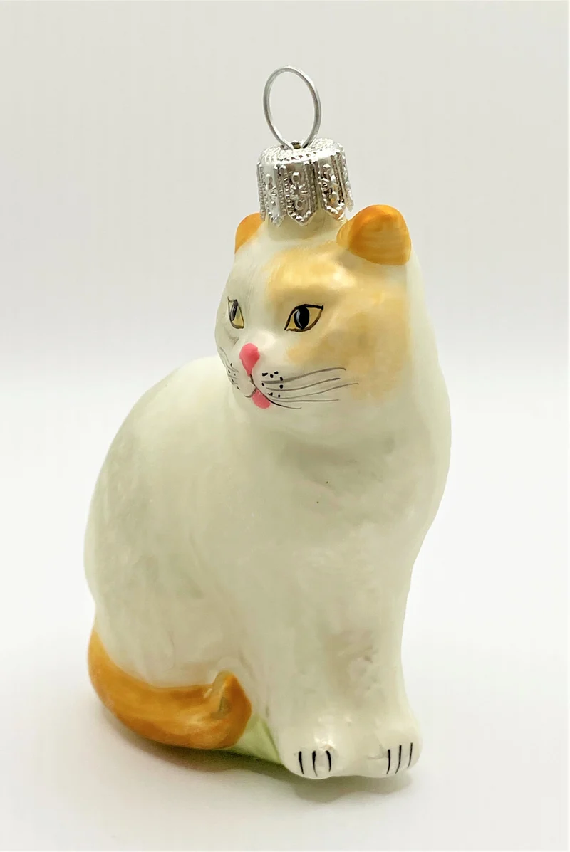Weisse Katze mit braunem Schwanz
