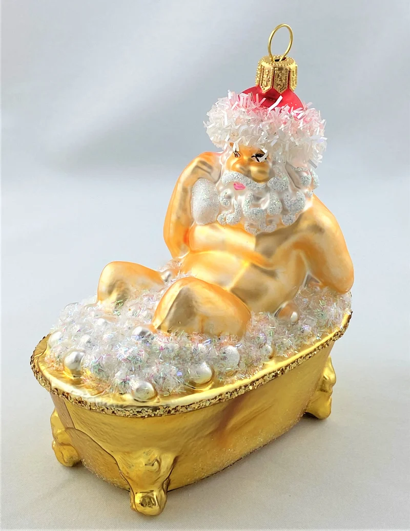 Santa nimmt ein Schaumbad